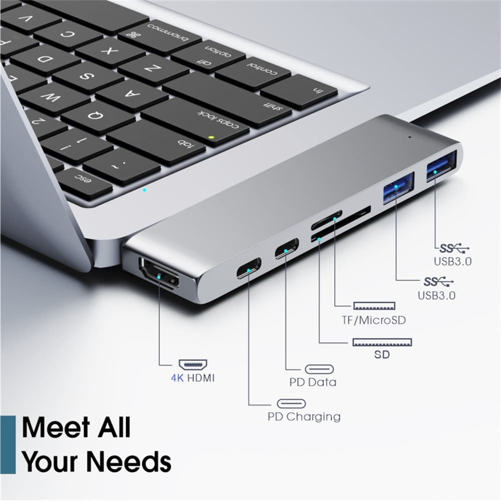 10003 Type C TypeC 7 in 1 HDMI USB3.0 PD USBC SDFC