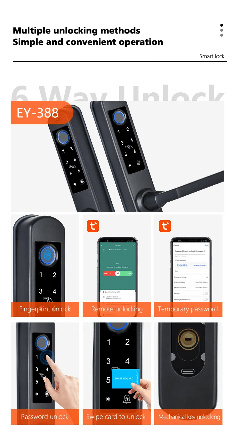 13015 Tuya Smart Door lock - EY328 Aluminium Door